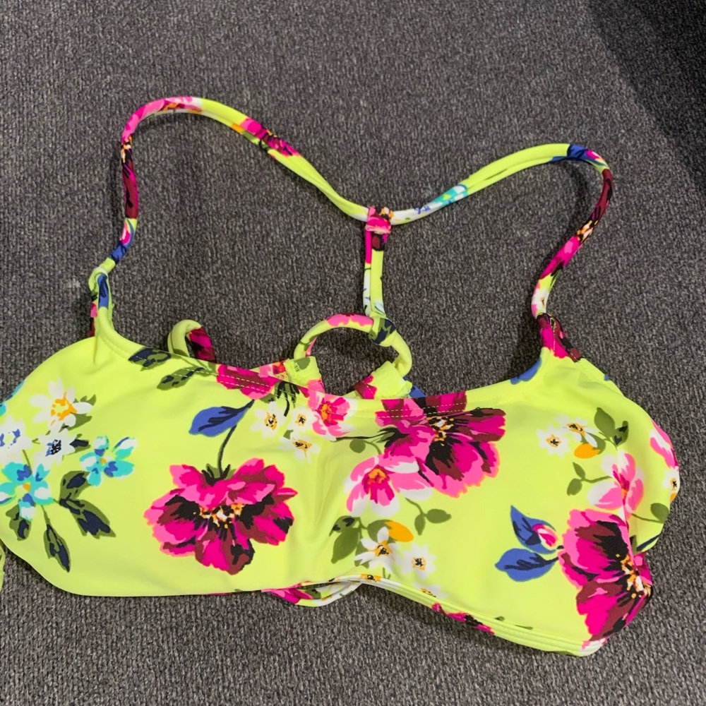 Neon floral bikini top